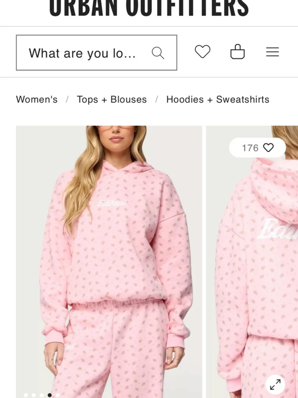 NWT Edikted Pink Hoodie with Tiny Floral Print, size L - Picture 6 of 6